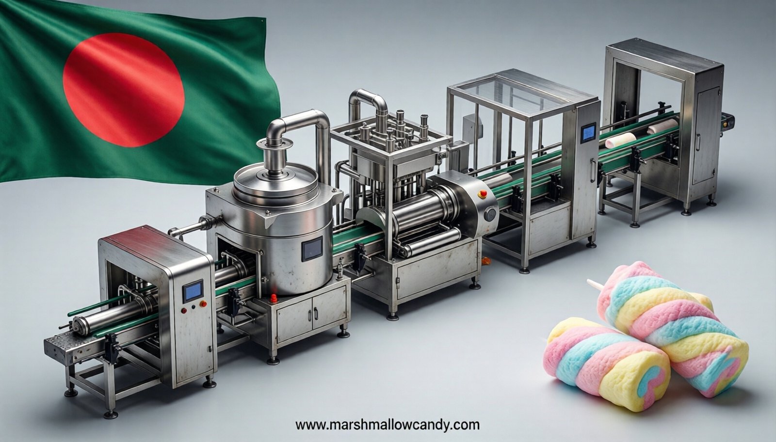 marshmallow production line in Bangladesh