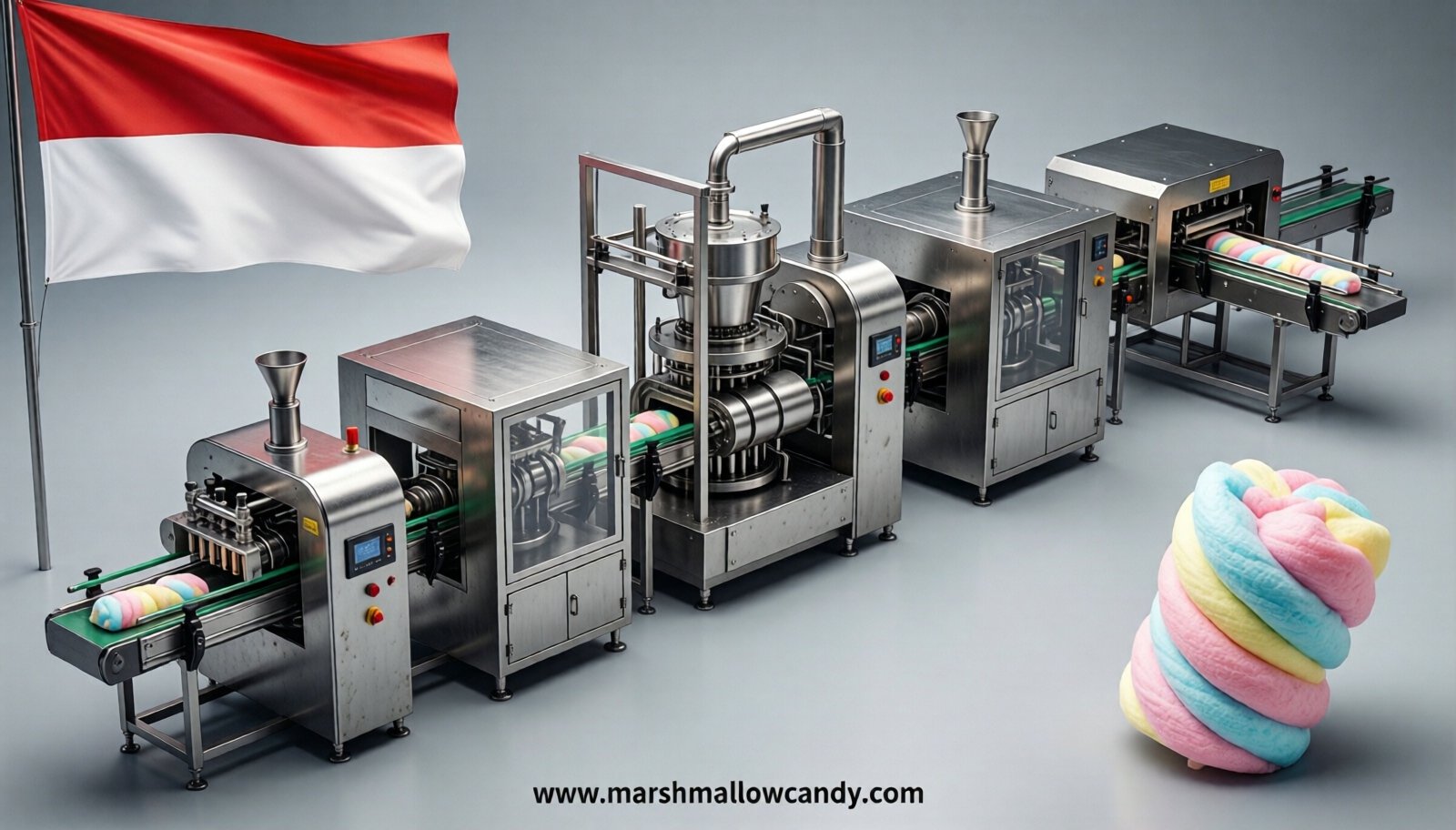 marshmallow production line in Indonesia