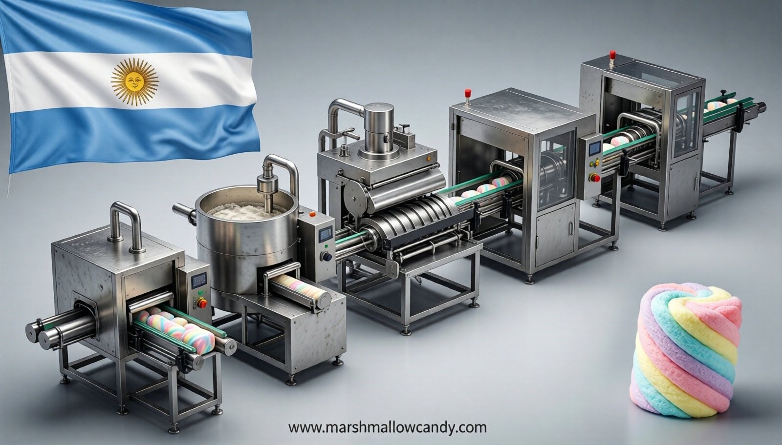 marshmallow production line in Argentina
