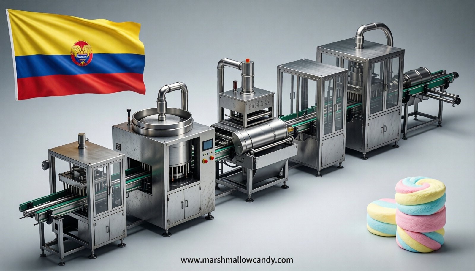 marshmallow production line in Colombia