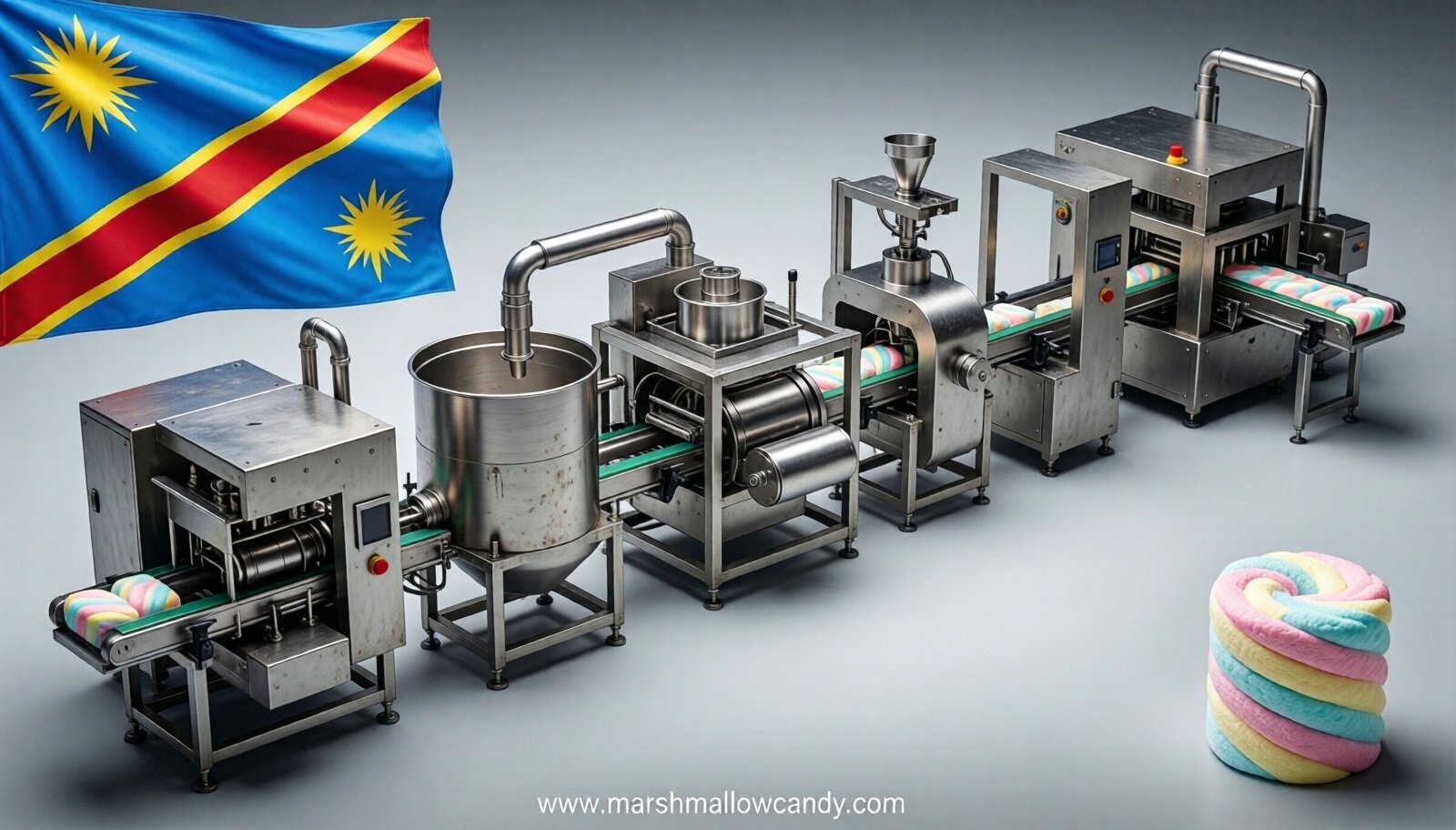 marshmallow production line in DR Congo