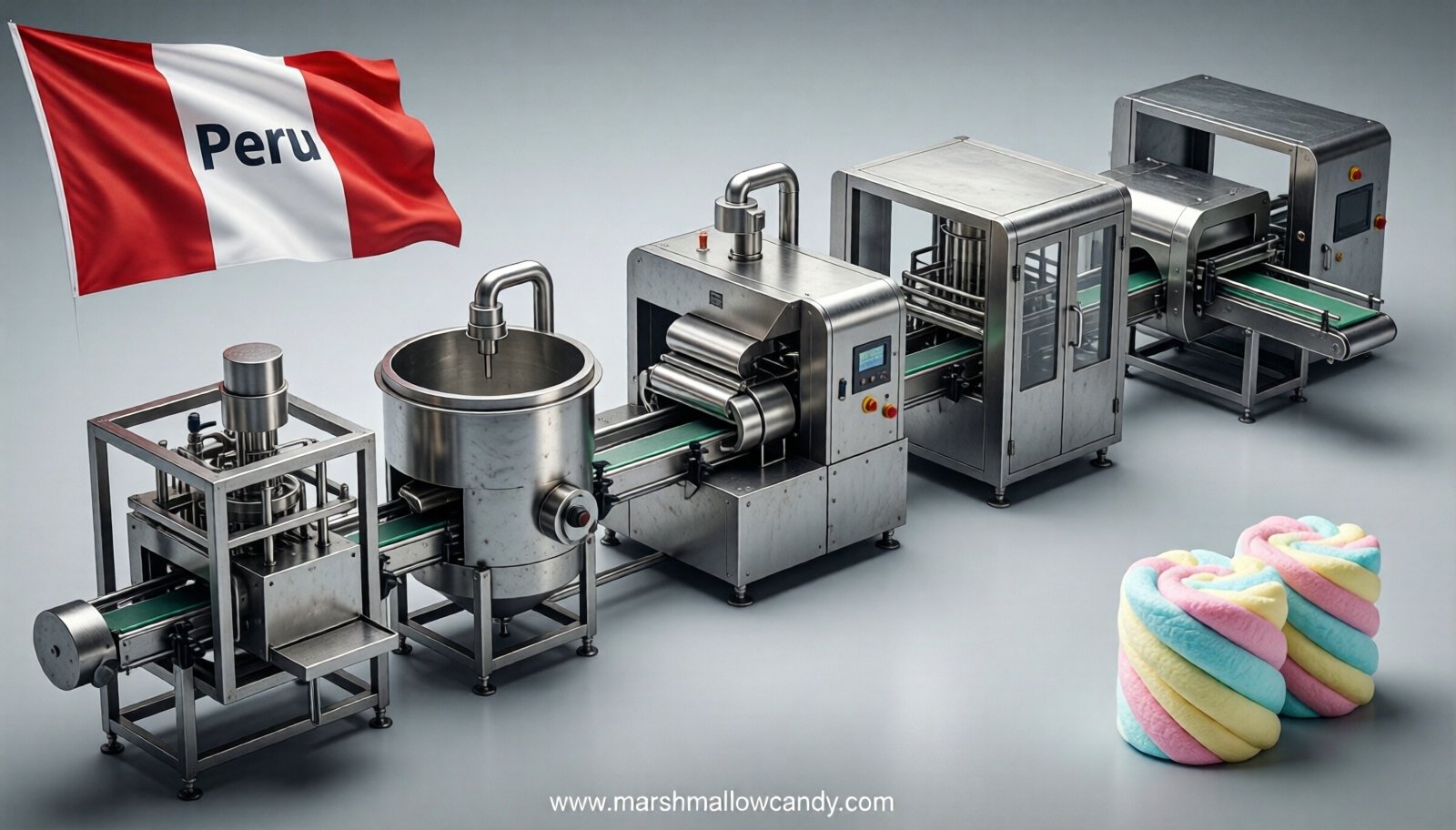 marshmallow production line in Peru