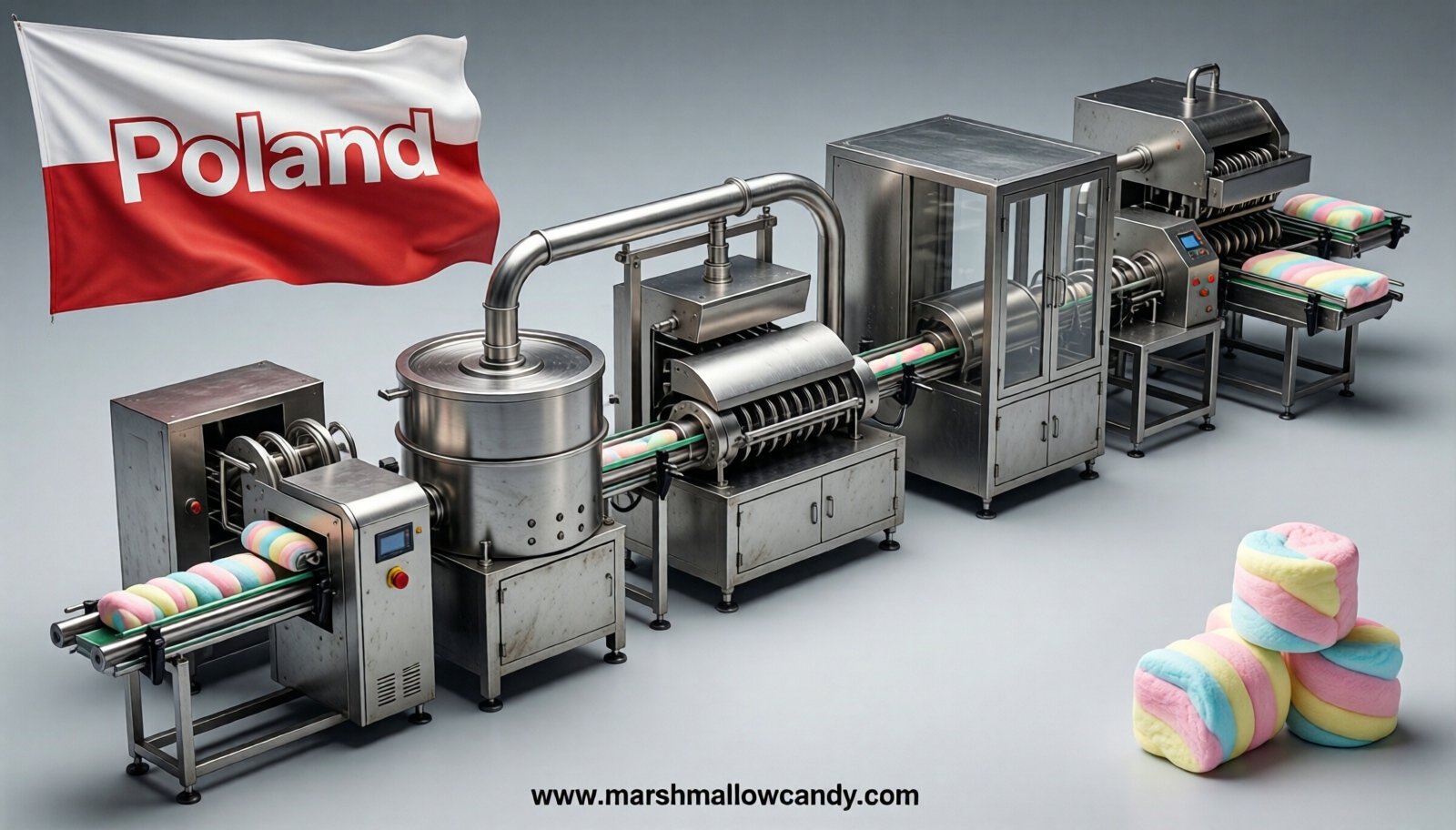 marshmallow production line in Poland