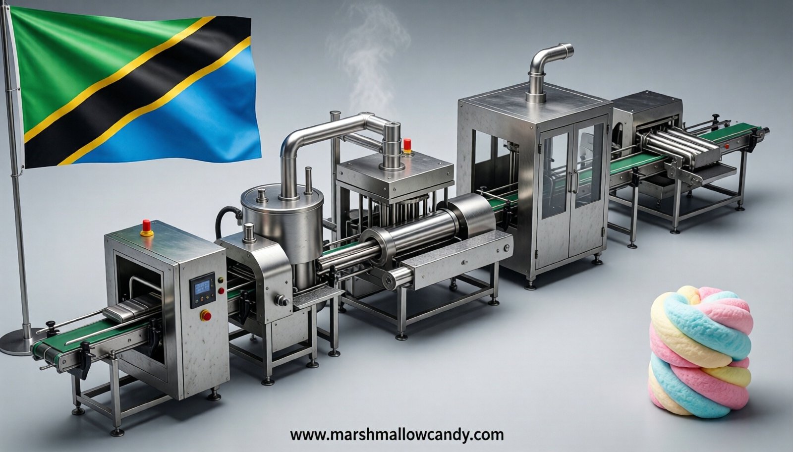 marshmallow production line in Tanzania