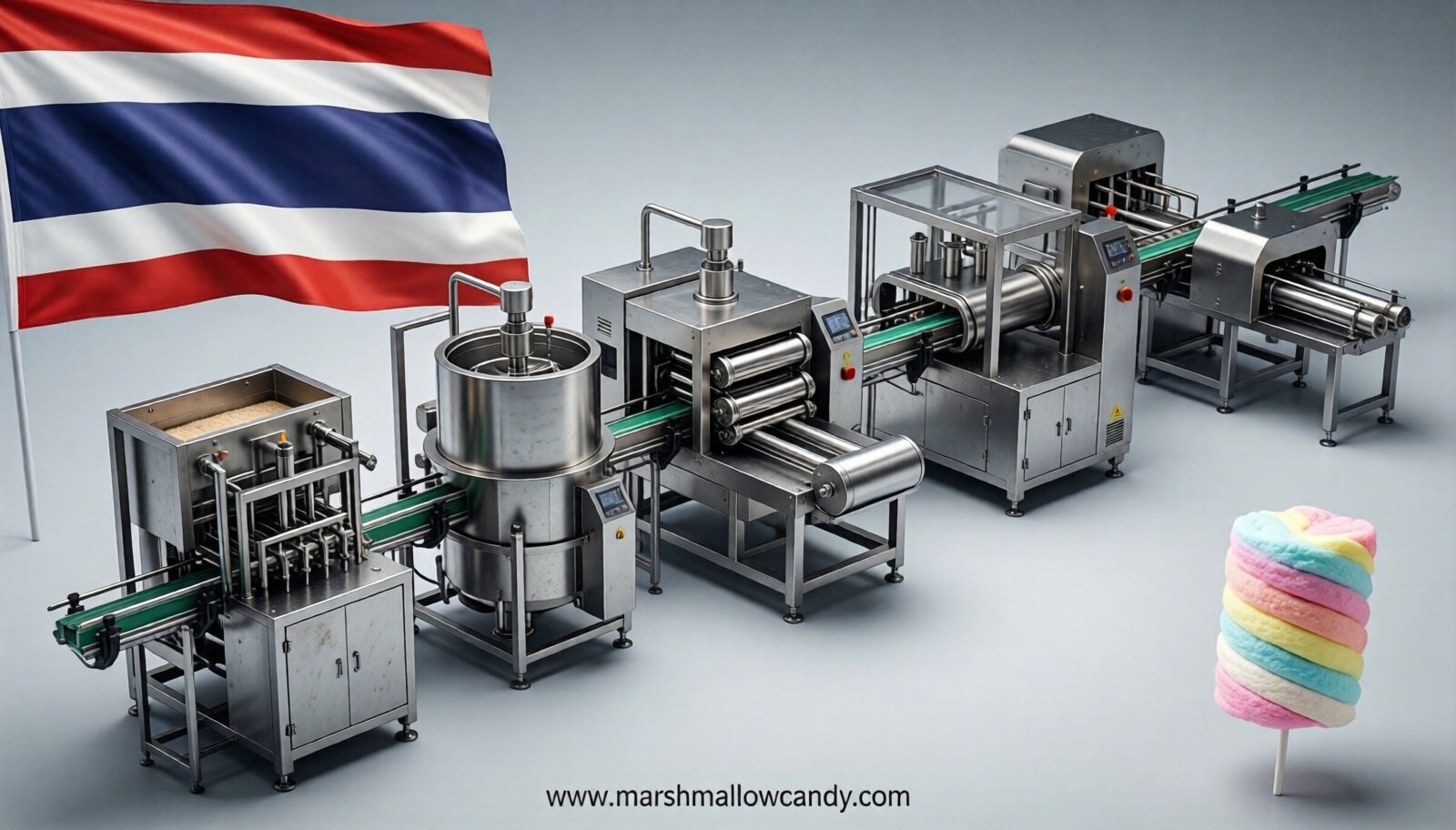 marshmallow production line in Thailand