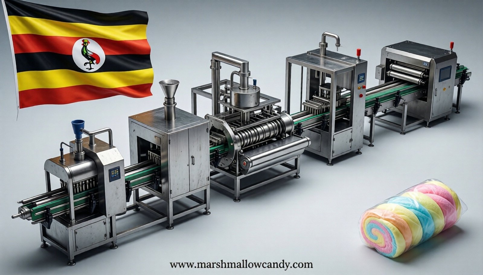 marshmallow production line in Uganda