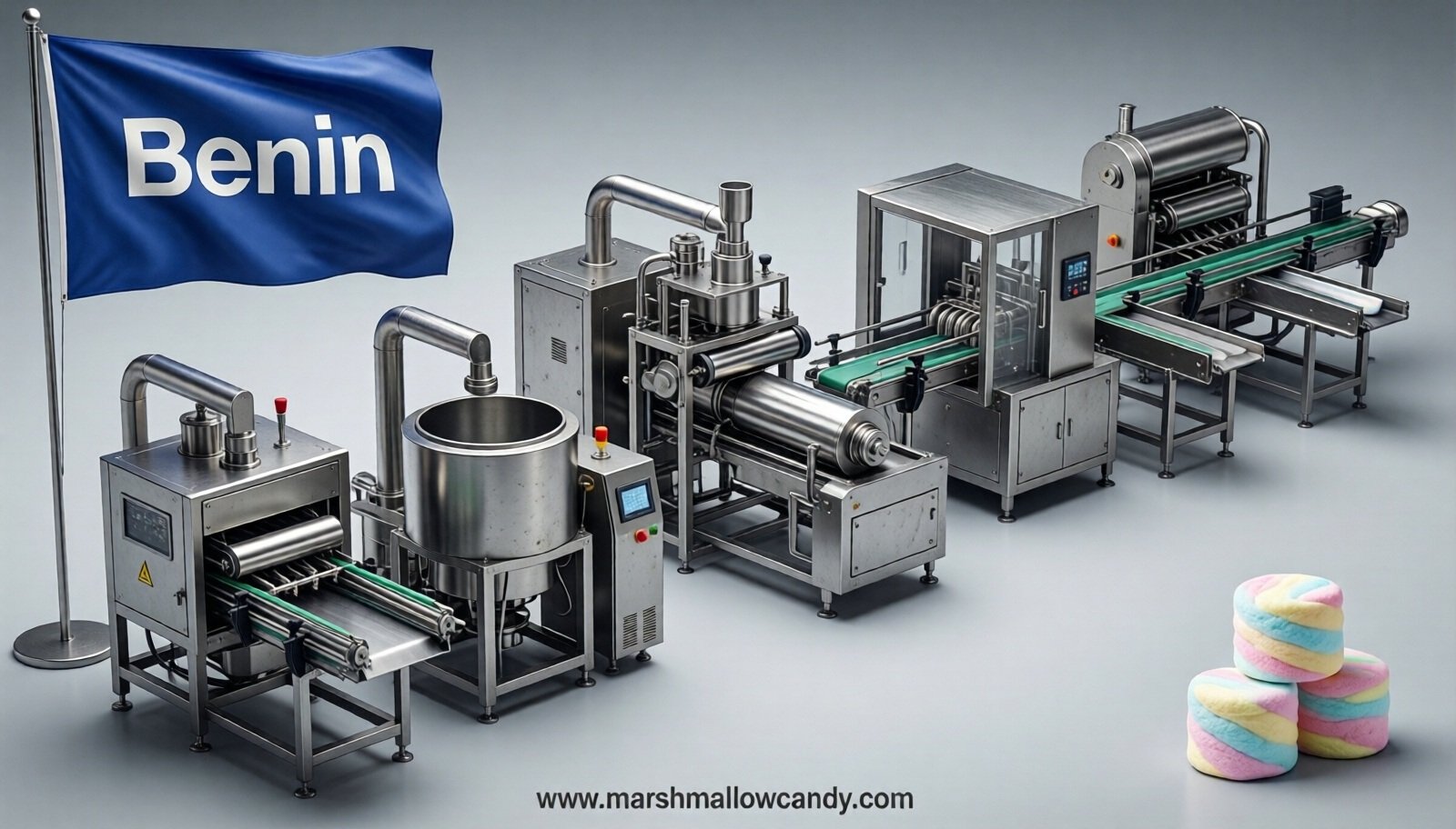 marshmallow production line in Benin