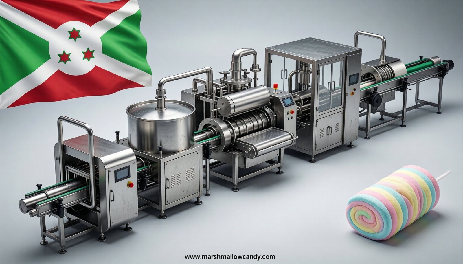 marshmallow production line in Burundi