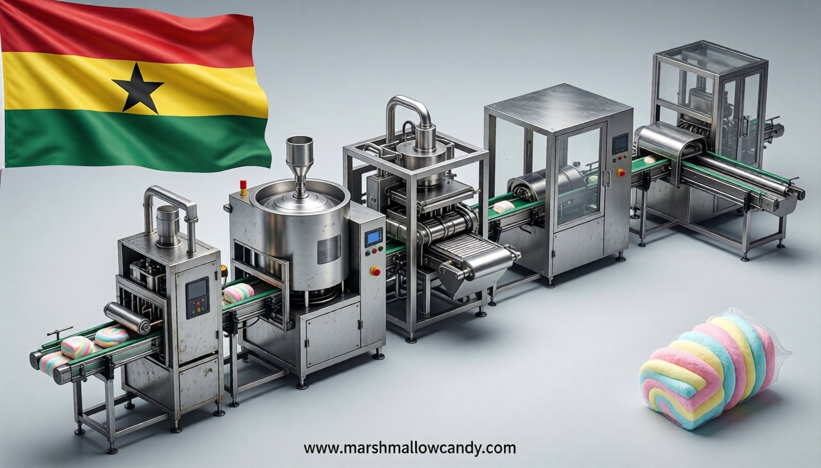 marshmallow production line in Ghana