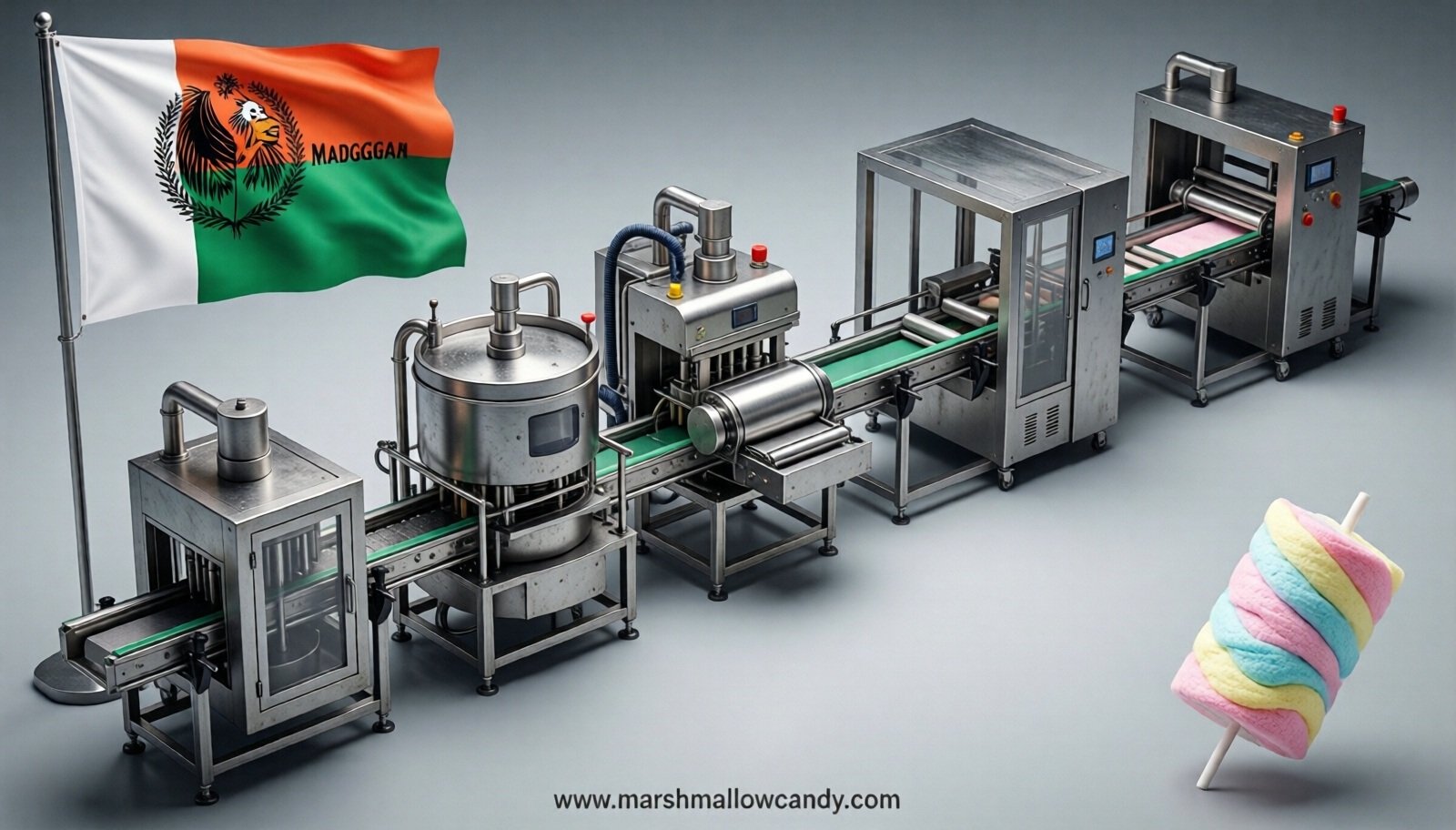marshmallow production line in Madagascar