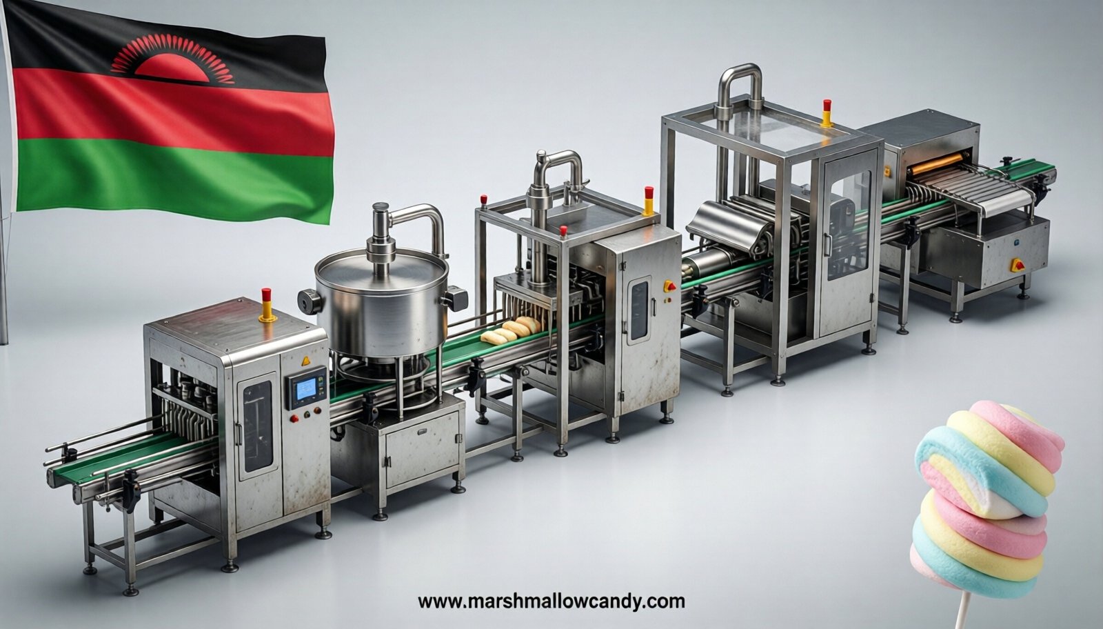 marshmallow production line in Malawi