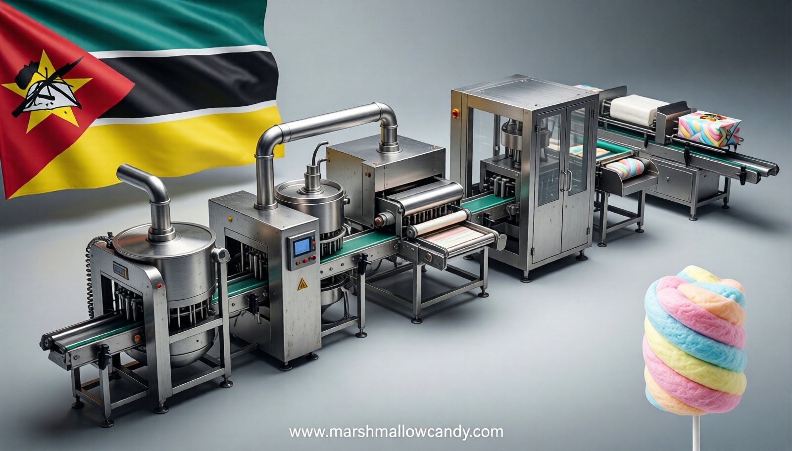 marshmallow production line in Mozambique