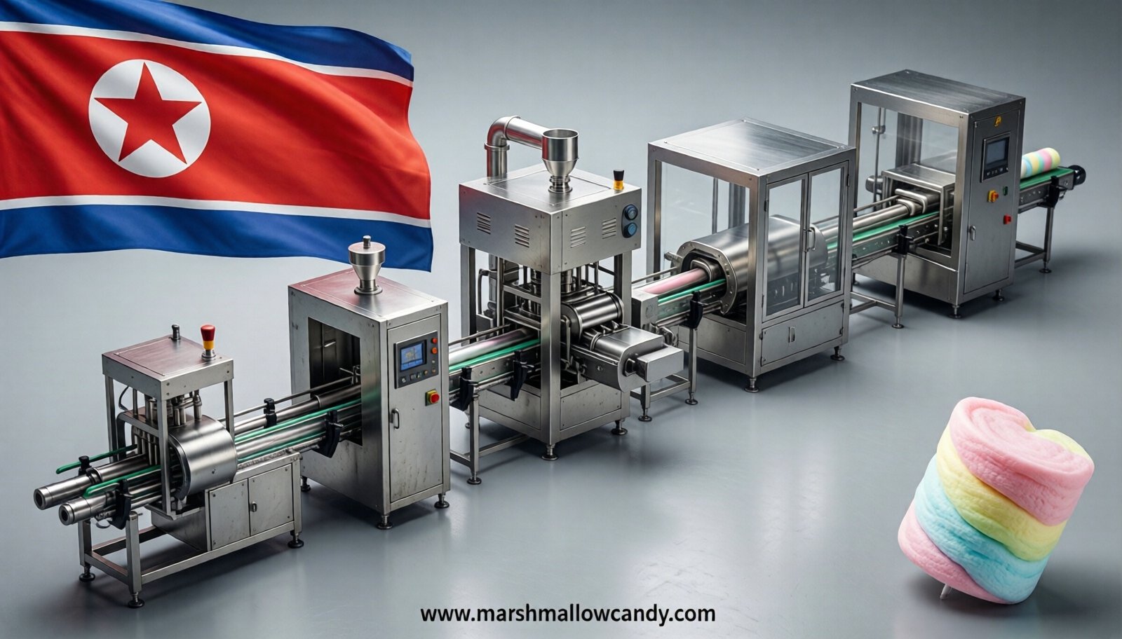 marshmallow production line in North Korea