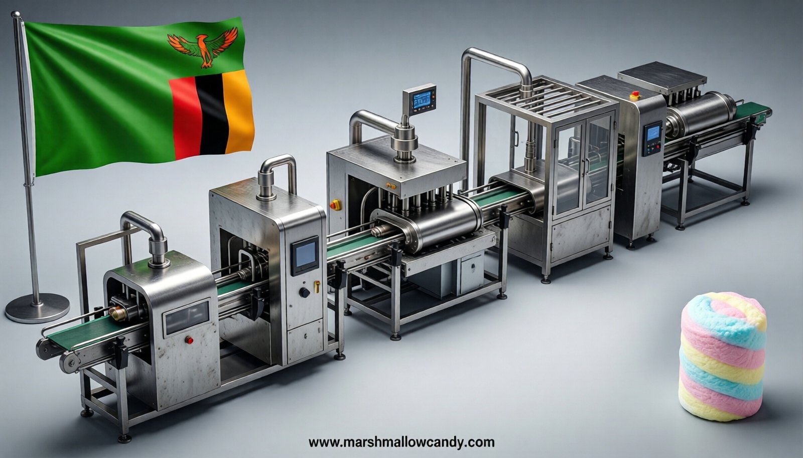 marshmallow production line in Zambia