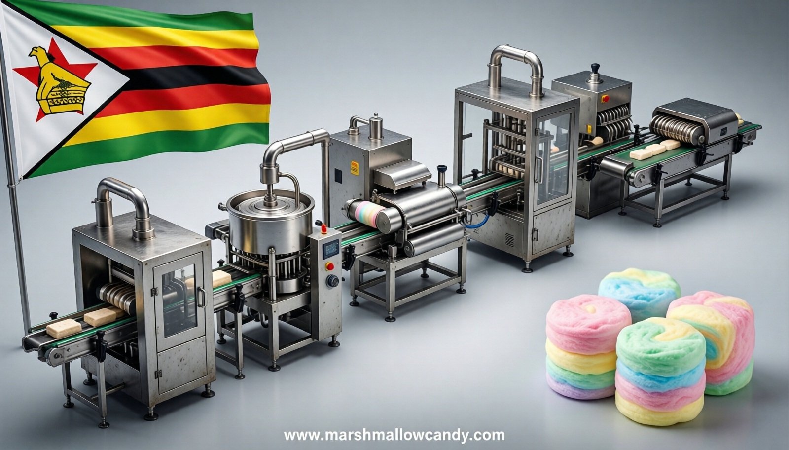 marshmallow production line in Zimbabwe