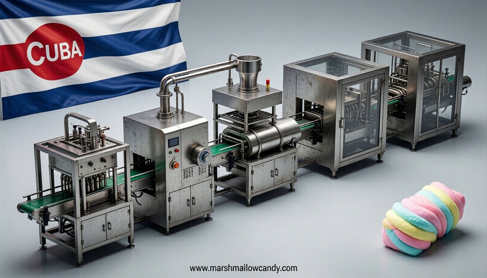 marshmallow production line in Cuba