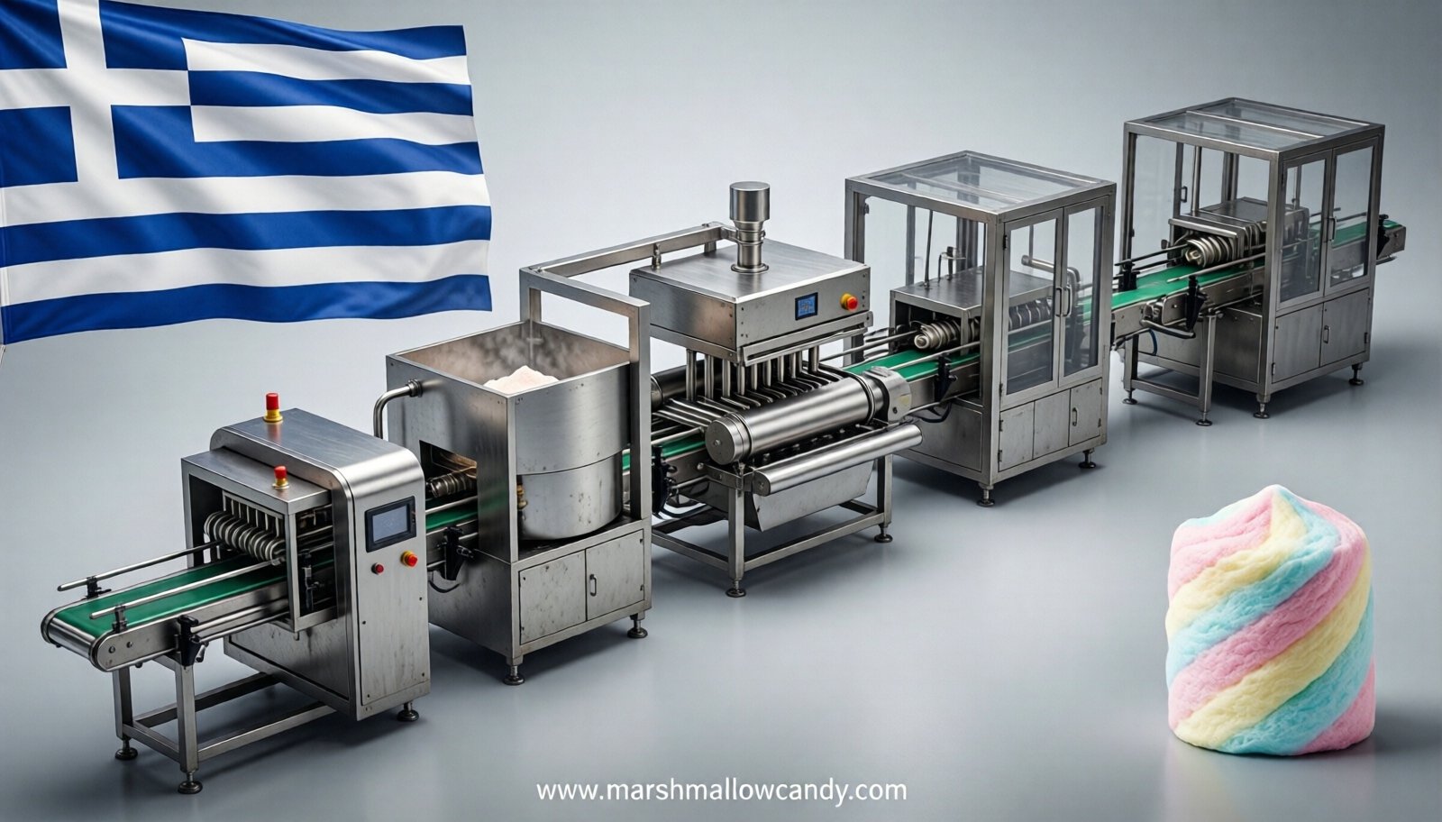 marshmallow production line in Greece