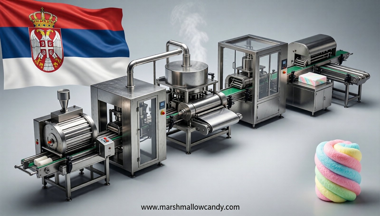 marshmallow production line in Serbia