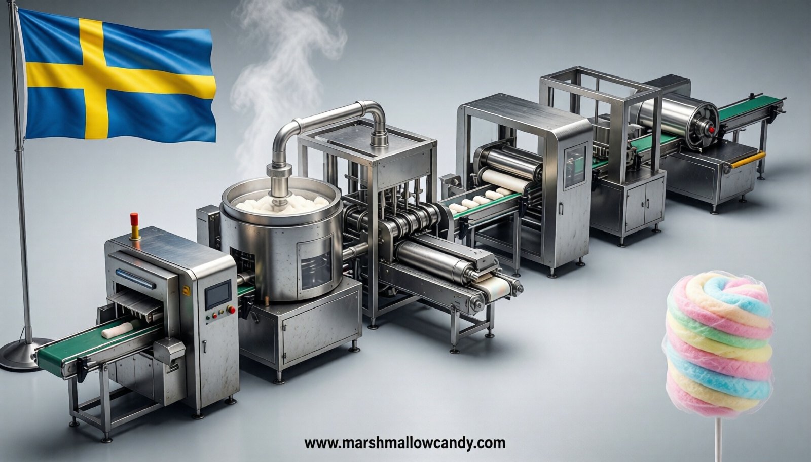 marshmallow production line in Sweden